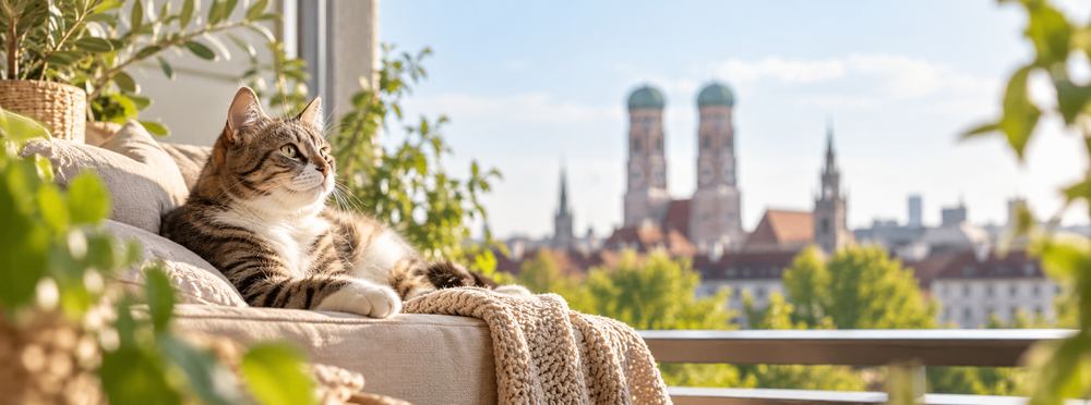 Katzennetz für einen Balkon ohne Dach